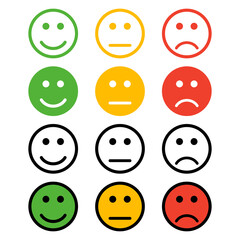 Vector emoticon set. Smile set icon for concept design. Happy face.