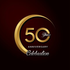 50th anniversary logo. Golden anniversary celebration logo design for booklet, leaflet, magazine, brochure poster, web, invitation or greeting card. rings vector illustrations.
