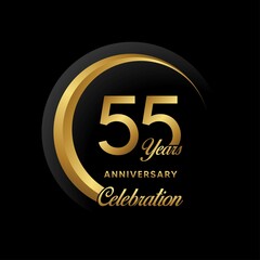 55th anniversary logo. Golden anniversary celebration logo design for booklet, leaflet, magazine, brochure poster, web, invitation or greeting card. rings vector illustrations.