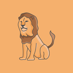 Cartoon Lion Simple Vector Illustration