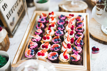Buffet with a variety of delicious sweets, food ideas, celebration