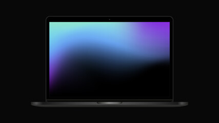 Notebook Computer Mockup with Blue Gradient Screen. Vector illustration