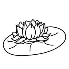Lotus in doodle style. Coloring pages with lily. Isolated vector.