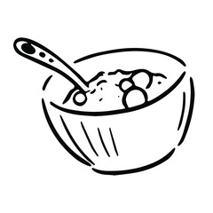 Breakfast dish in doodle style. Isolated vector.