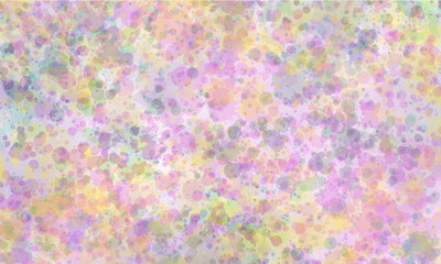 Abstract translucent watercolor background, splashes in purple, yellow, green, pink and blue tones. Copy space, horizontal banner.