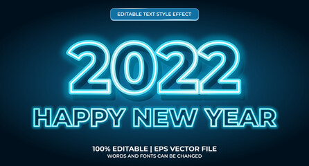 Fototapeta premium 2022 Happy New Year Gradient Neon Editable Text Effect