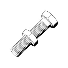 Hex Head Bolt and Nut. Vector Illustration of Fasteners in Minimalist Style.