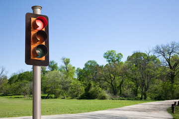 Traffic Light In A Country Landscape