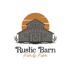 Vintage retro rustic barn illustration © coretancreative