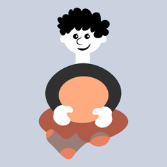 a man sitting cross his legs - a picture on the avatar of a site or blog, a child, a boy. Design element