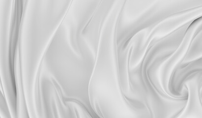 Beautiful flowing fabric of white wavy silk or satin. 3d rendering image.