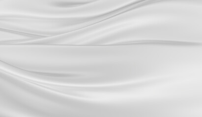 Beautiful flowing fabric of white wavy silk or satin. 3d rendering image.