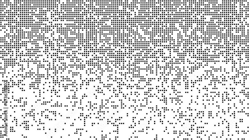 Poster background of pixels. halftone gradient. black squares. abstract geometric backdrop. vector illustra