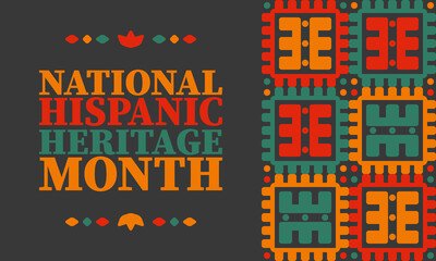 National Hispanic Heritage Month in United States. Celebrate annual in September and October. Latin American and Hispanic ethnicity culture. National fabric vector textures. Traditional festival