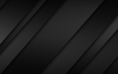 Obraz premium Dark black modern material design. Corporate template with overlapped layers for your business. Vector abstract widescreen background