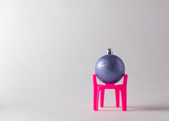 
Blue Christmas ball on a white background. New Year's concept.Copy space