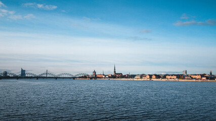 Fototapeta na wymiar Riga City over the water