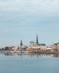 Naklejka premium riga city first snow