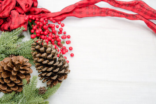 Christmas background with pine cones