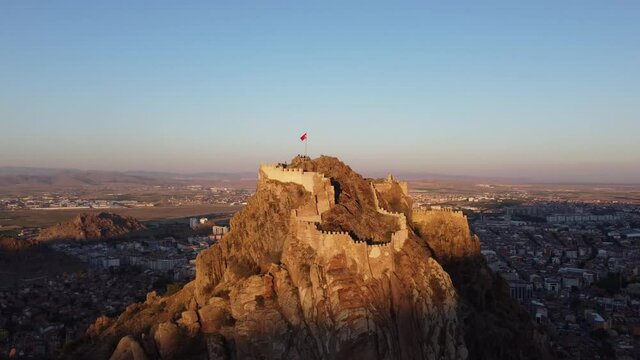 Afyon Castle at sunset.