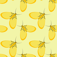 Illustration on a square background - stylized moths - graphics. Summer, insects, unbearable ease of life