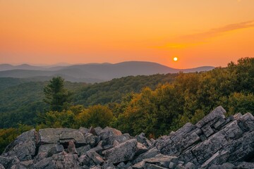 Sunrise view from Blackrock Summit in Shenandoah National Park, Virginia