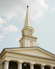 Fototapeta na wymiar Church steeple in downtown Lexington, Virginia