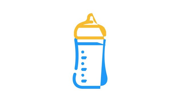 baby feeding plastic bottle animated color icon baby feeding plastic bottle sign. isolated on white background