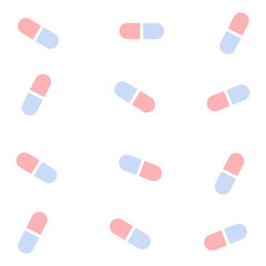 Medical treatment. Vector illustration for medical or medical design. Seamless pattern from pills, vaccines, syringes.
