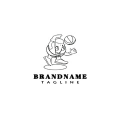 basketball character logo cartoon icon design template black isolated illustration