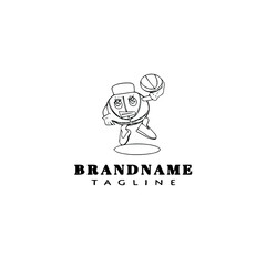 basketball character logo cartoon icon design template isolated vector illustration