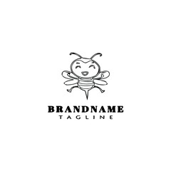 bee logo icon design template black isolated vector