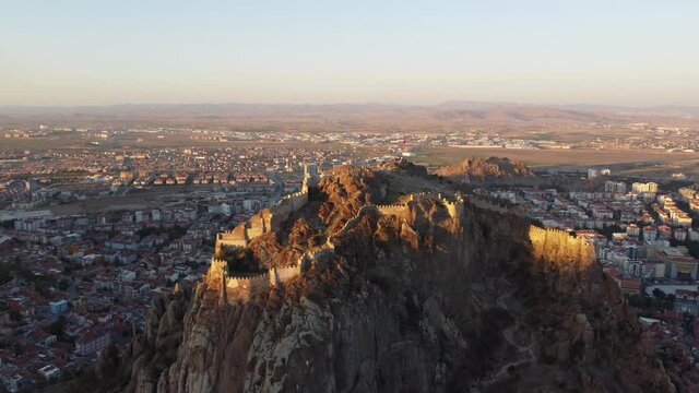 Afyon Castle at sunset.