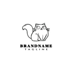 cute cat logo cartoon design icon template black isolated vector illustration