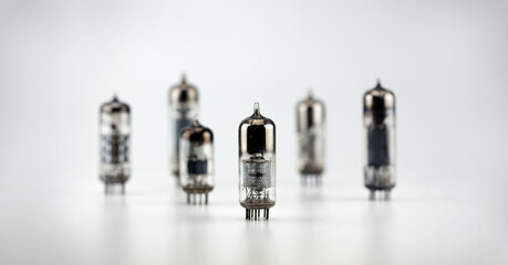 50's 60's Vacuum tube isolated on neutral white with natural shadows.