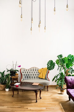Living room in modern boho style
