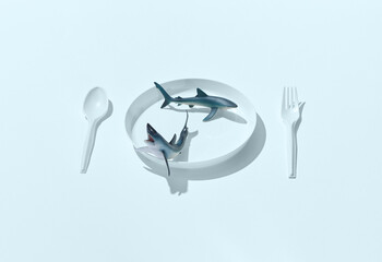 Two sharks on plate