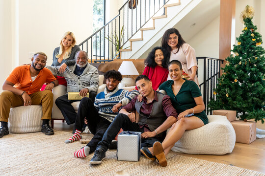 Diverse Family Christmas Portrait