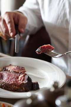 Sliced Tomahawk Steak.