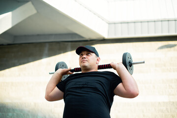 White man doing sports on the street