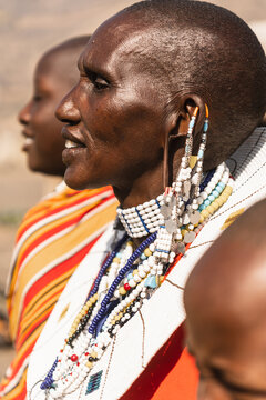 Side photo of a Maasai tribe women 
