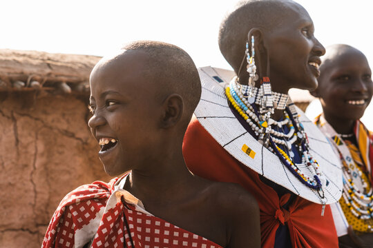 Maasai woman and girls in Africa