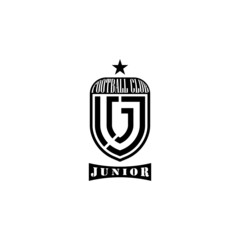 letter JR, Junior Football Club Logo Design. Vector Illustration