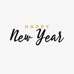 Fototapeta na wymiar Happy New Year script text hand lettering. Design template Celebration typography poster, banner or greeting card for Merry Christmas and happy new year. Vector Illustration