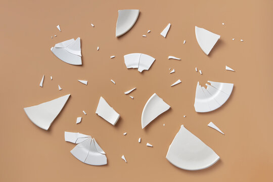 Scattered pieces of porcelain plate
