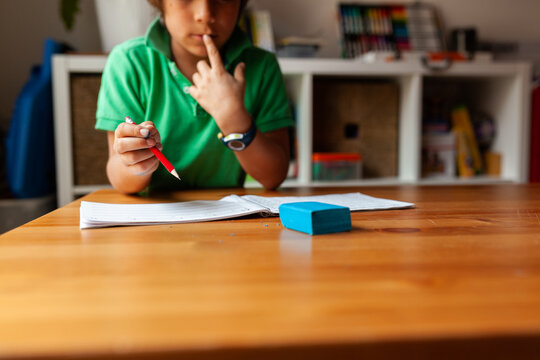 Kid studying at home