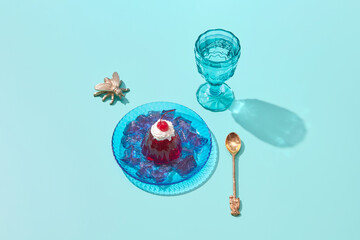 Minimalistic dessert and drink serving