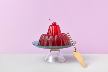 Cake stand with delicious jelly dessert