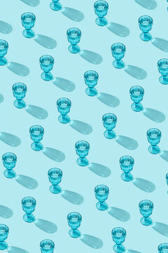 Blue glass goblets pattern