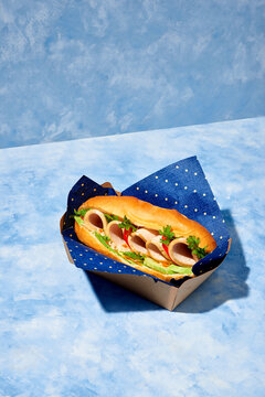 Banh-mi Vietnamese bread with homemade ingredients.